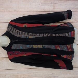 Parsley & Sage  Black with Aztec Southwestern Print Zip Jacket
